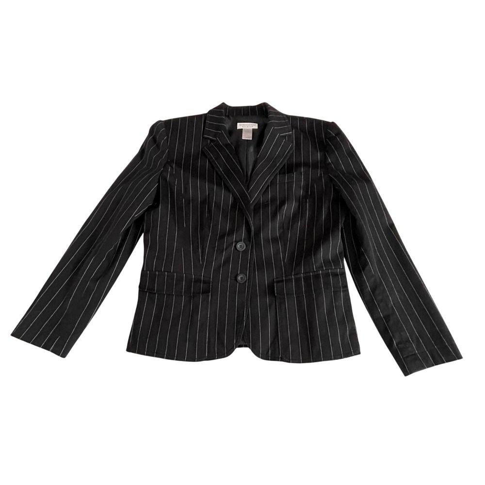 Worthington‎ Stretch Womens Black Pinstripe Blazer Jacket Size 10